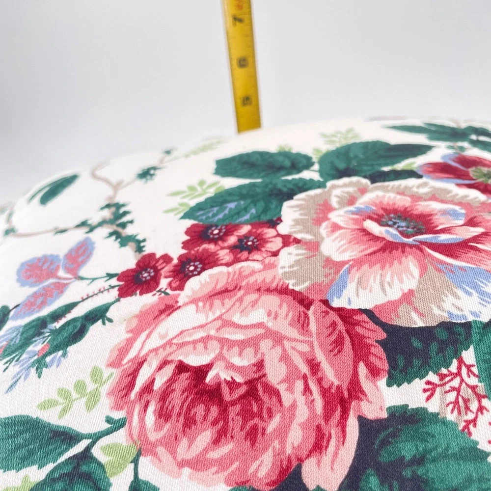 Waverly Floral Rose Throw Bed Pillow Cream Red Green Vintage Cottagecore Accent